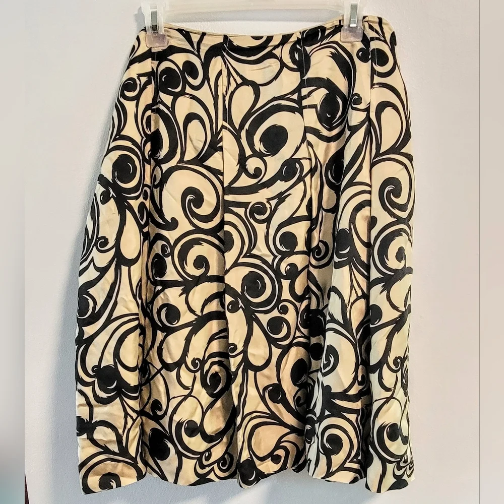 VTG 18 Y2K Pure Silk Talbots A-line Baroque Scroll Print Quiet Luxery Classic
